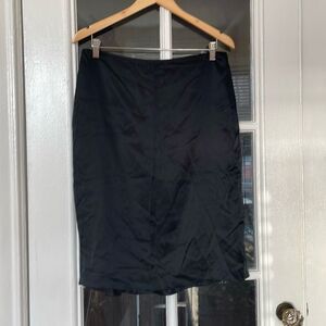 Ellen Tracy professional office midi bodycon black silk trumpet skirt size 10